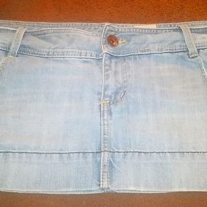 Low Rise Distressed Denim Mini Skirt